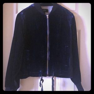 Bomber velvet navy jacket .